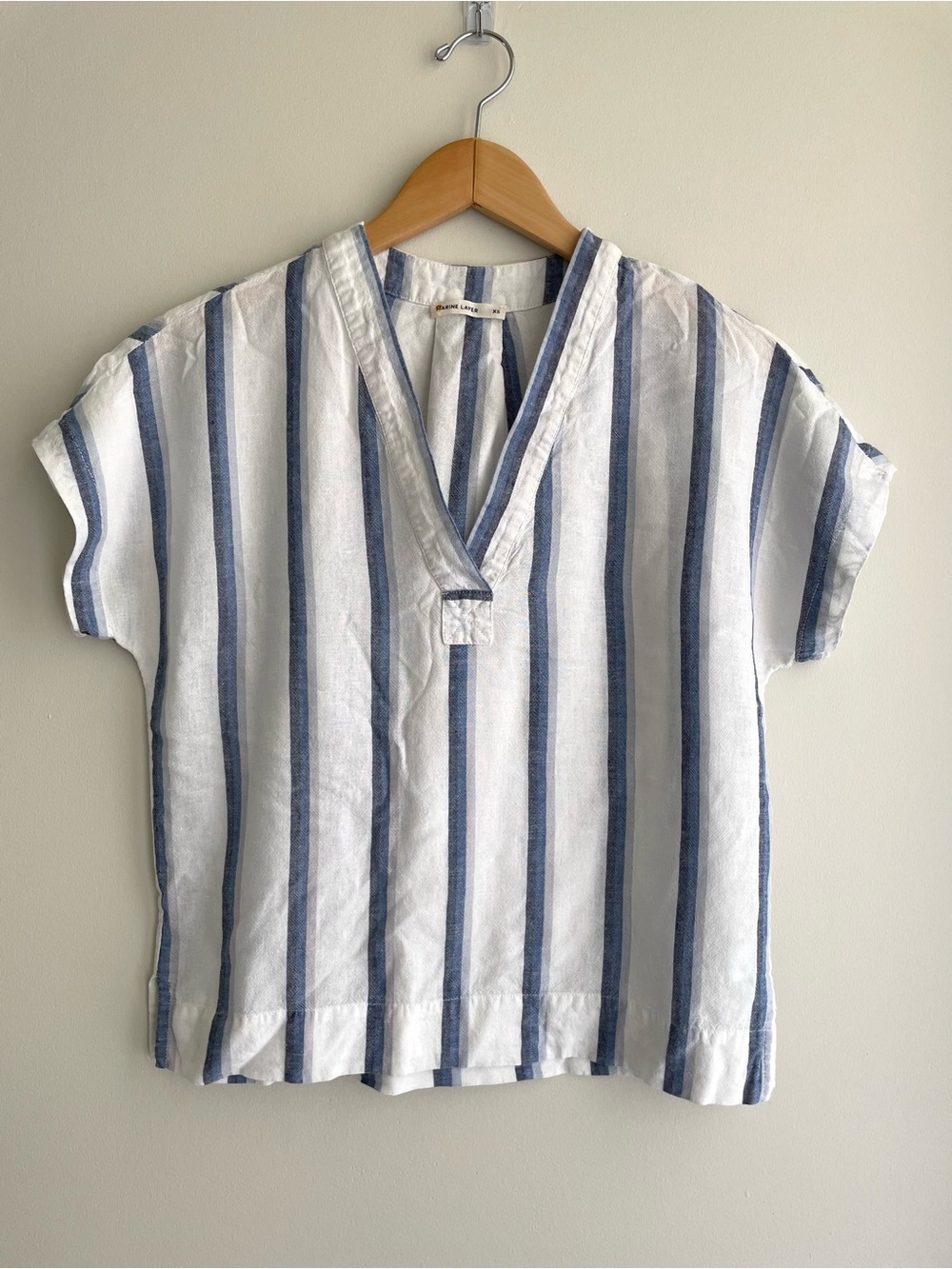 Marine Layer Striped V-Neck All Natural Lightweight Tunic Shirt